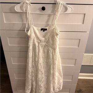 Lulu's Ivory Lace Dress with Spaghetti Straps